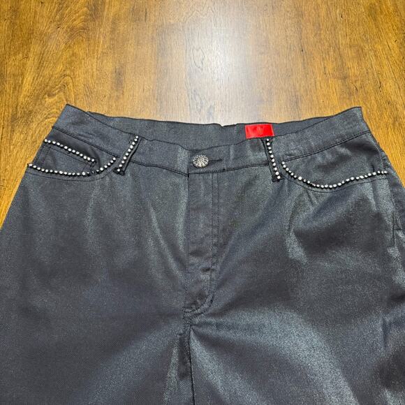 V CRISTINA Set XL Blazer Pants Denim Look Black Shimmer Western Rodeo Chic - Picture 7 of 15